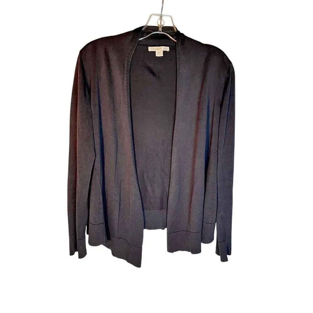 Coldwater Creek Women’s Black Knit Silk Open Cardigan Sweater Size Small 4-6